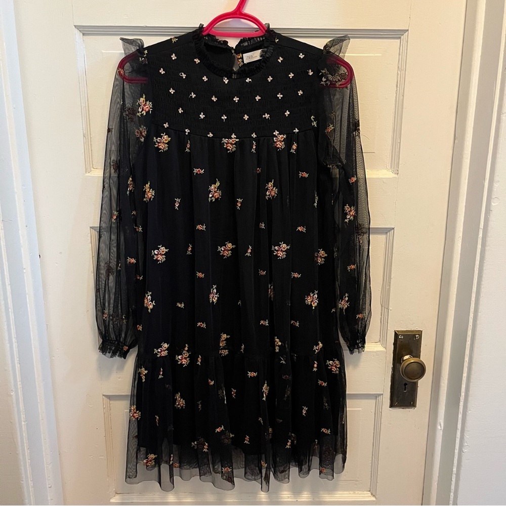 Zara Black Floral Kids Dress